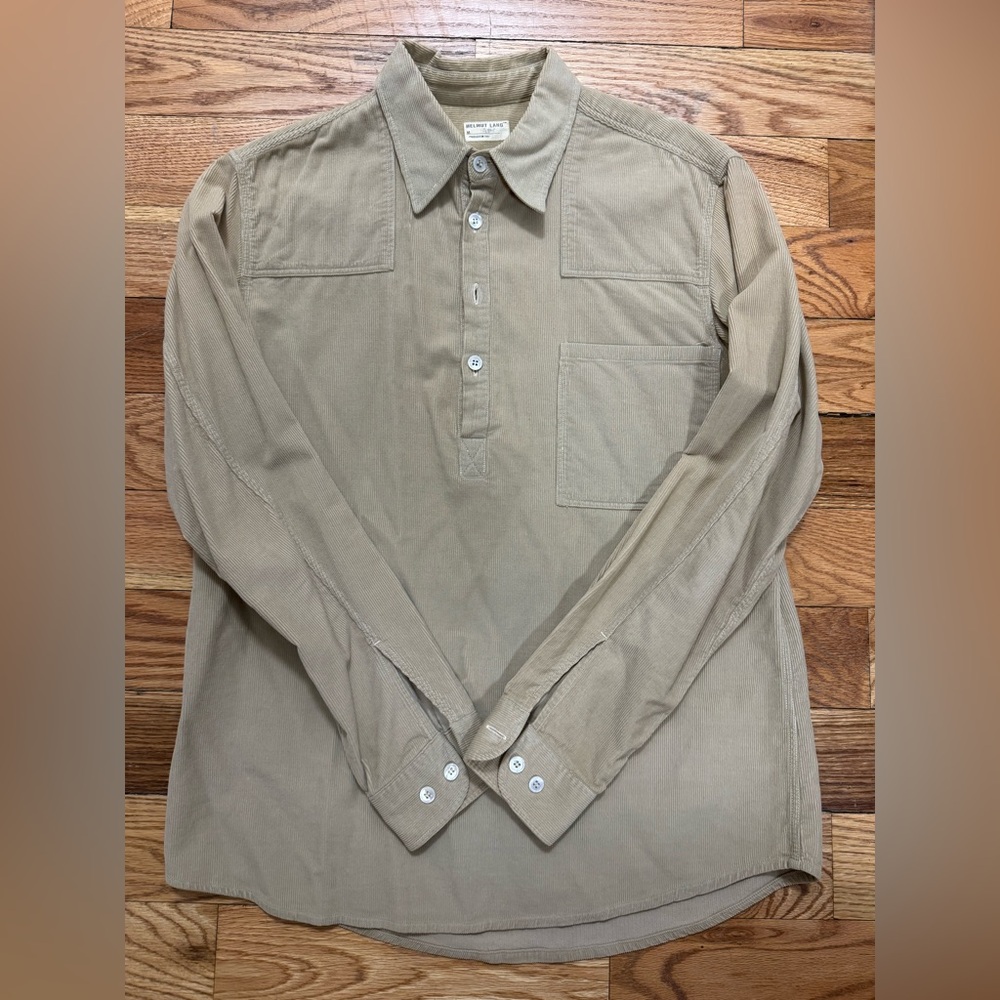 Helmut Lang Corduroy Half Button Down Shirt